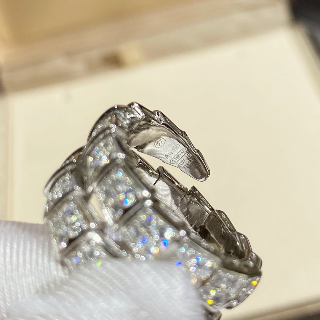 [Pearl Jewelrys]SERPENTI DOUBLE RING SILVER DIAMOND PAVED