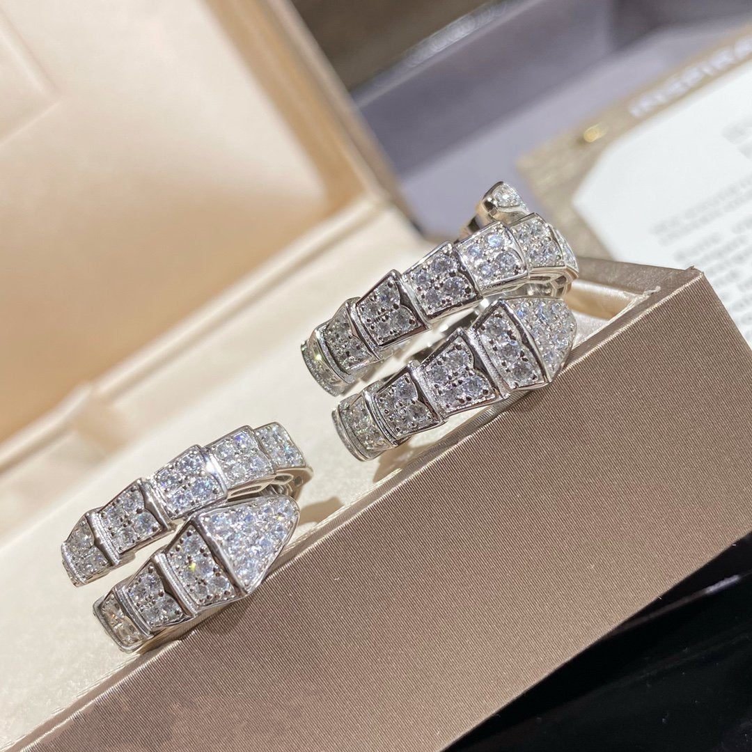[Pearl Jewelrys]SERPENTI DOUBLE RING SILVER DIAMOND PAVED