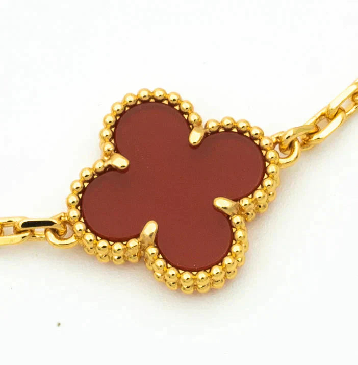 [Pearl Jewelrys]CLOVER 5 MOTIFS CARNELIAN DIAMOND BRACELET