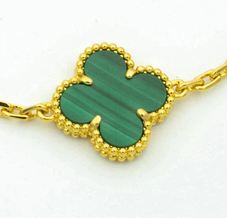 [Pearl Jewelrys]CLOVER  5 MOTIF MALACHITE DIAMOND BRACELET