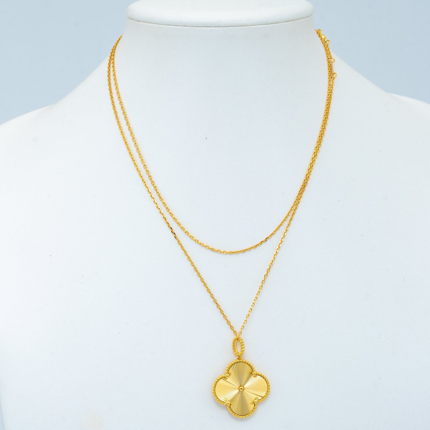 [Pearl Jewelrys]CLOVER 25MM PEDANT NECKLACE GOLD