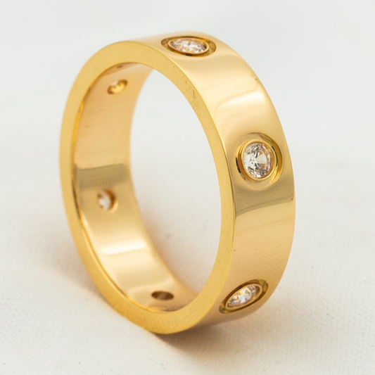 [Pearl Jewelrys]LOVE RING 5.5MM 6 DIAMONDS PINK GOLD