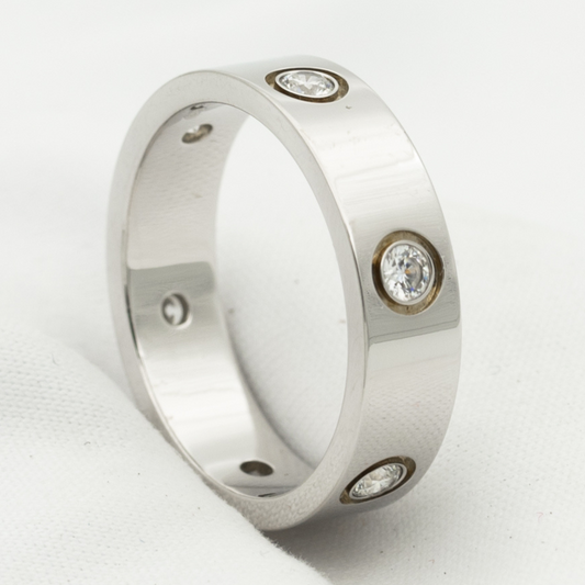 [Pearl Jewelrys]LOVE RING 5.5MM 6 DIAMONDS SILVER