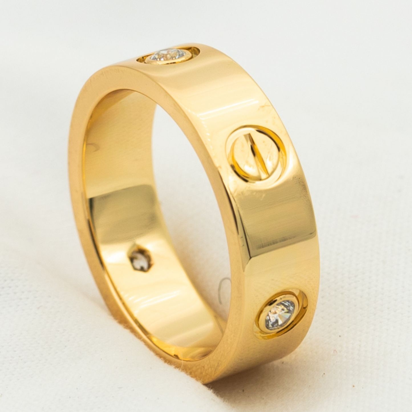 [Pearl Jewelrys]LOVE RING 5.5MM 3 DIAMONDS PINK GOLD