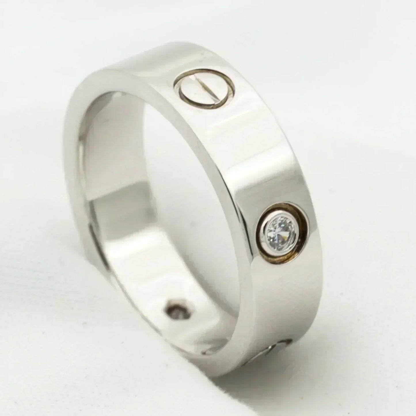 [Pearl Jewelrys]LOVE RING 5.5MM 3 DIAMONDS SILVER