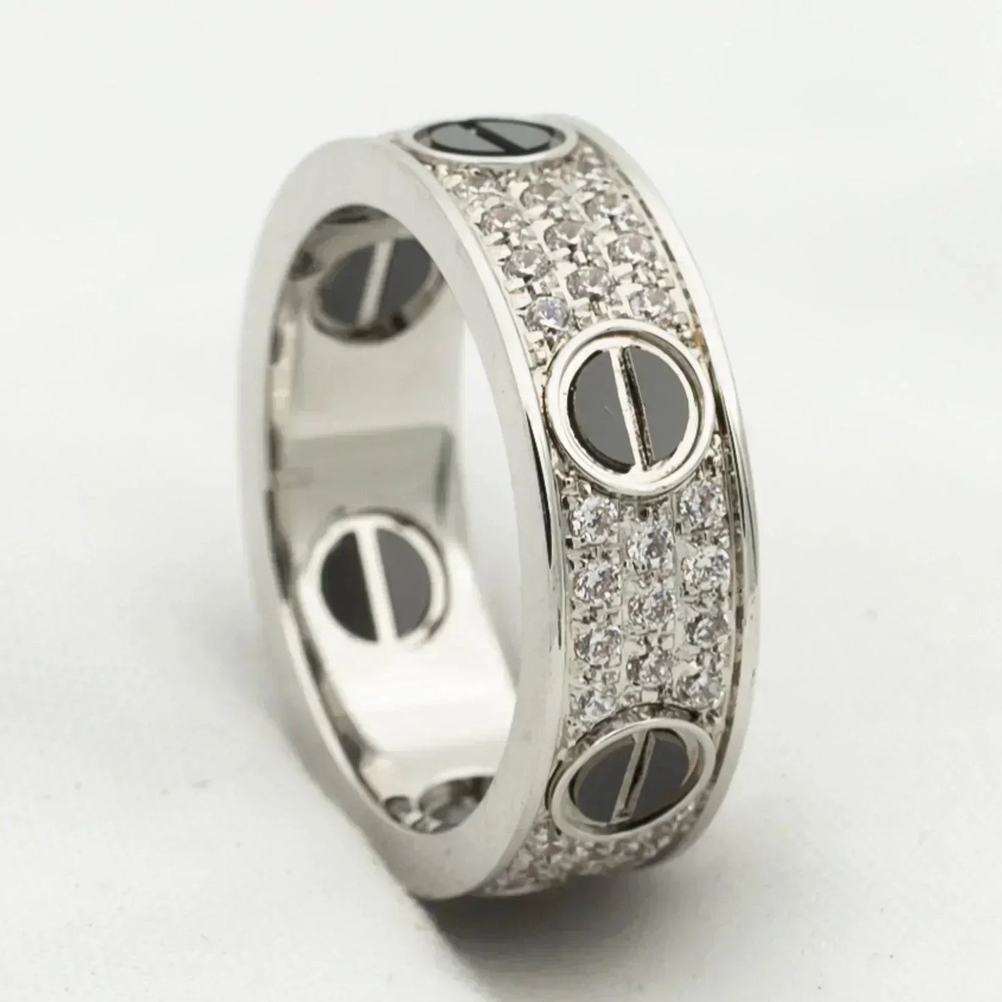 [Pearl Jewelrys]LOVE RING 5.5MM DIAMONDS PAVED CERAMIC