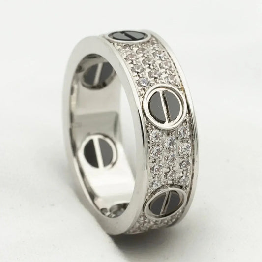 [Pearl Jewelrys]LOVE RING 5.5MM DIAMONDS PAVED CERAMIC