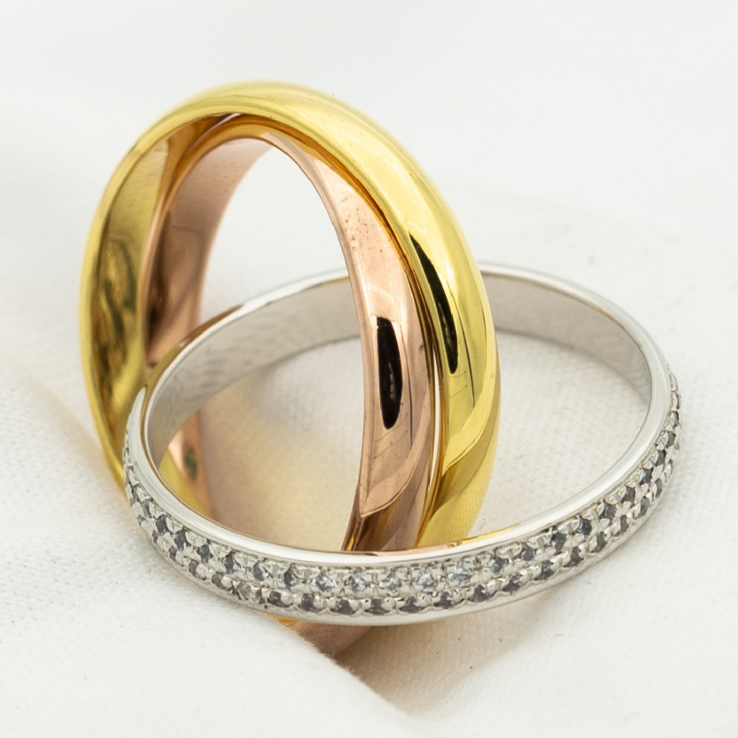 [Pearl Jewelrys]TRINITY RING GOLD PINK GOLD SILVER DIAMONDS