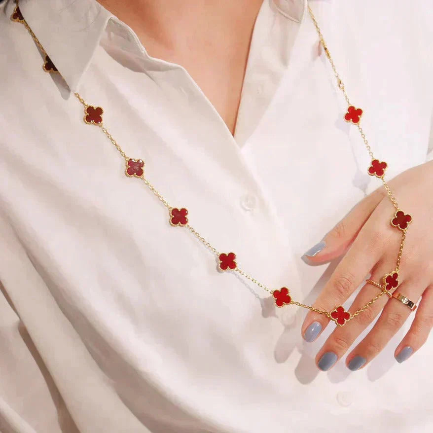 [Pearl Jewelrys]CLOVER 20 MOTIFS CARNELIAN NECKLACE