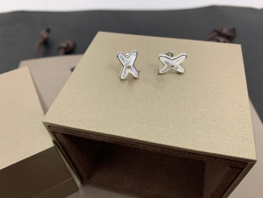 [Pearl Jewelrys]JEUX DE WHITE MOP SILVER DIAMOND EARRINGS