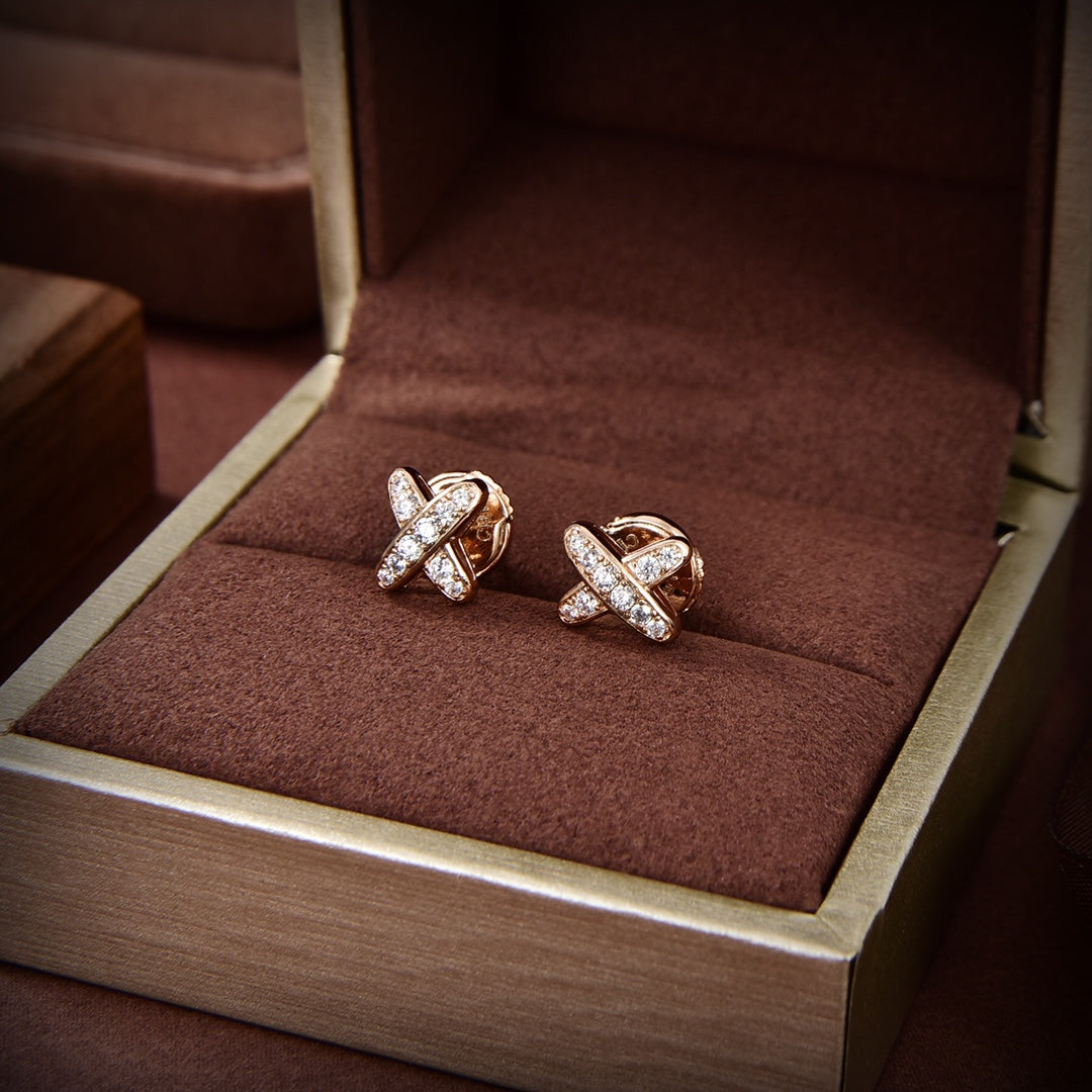 [Pearl Jewelrys]JEUX DE GOLD DIAMOND EARRINGS