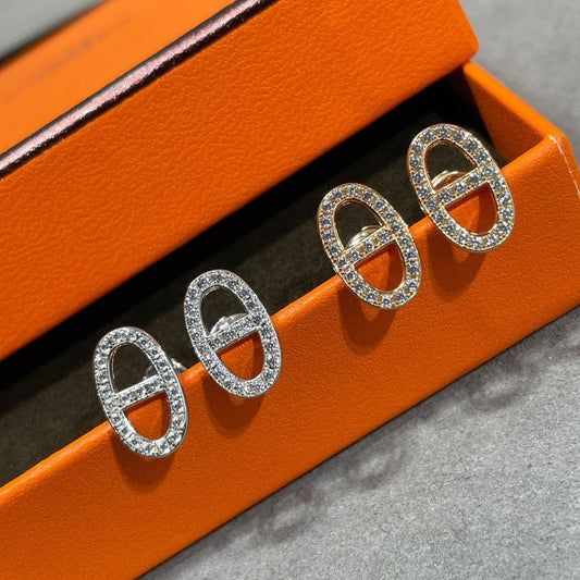 [Pearl Jewelrys]HM FULL DIAMOND PIG NOSE STUD EARRINGS