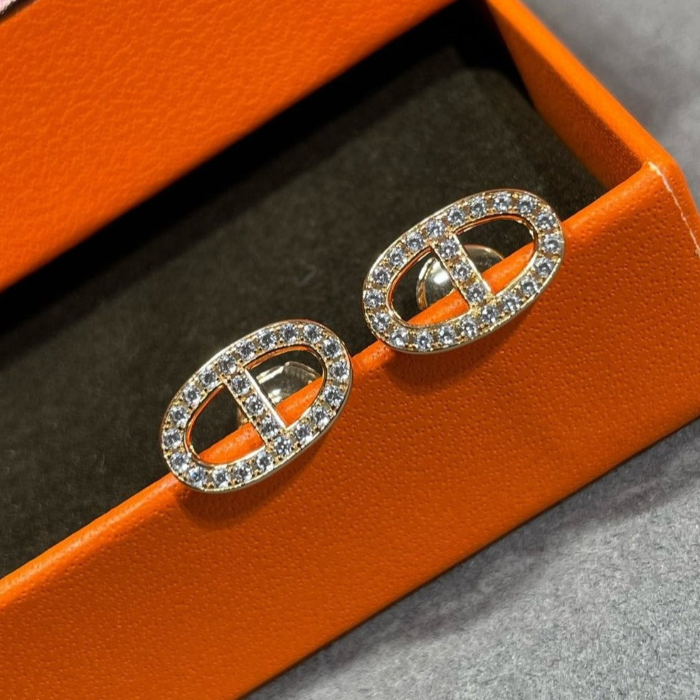 [Pearl Jewelrys]HM FULL DIAMOND PIG NOSE STUD EARRINGS