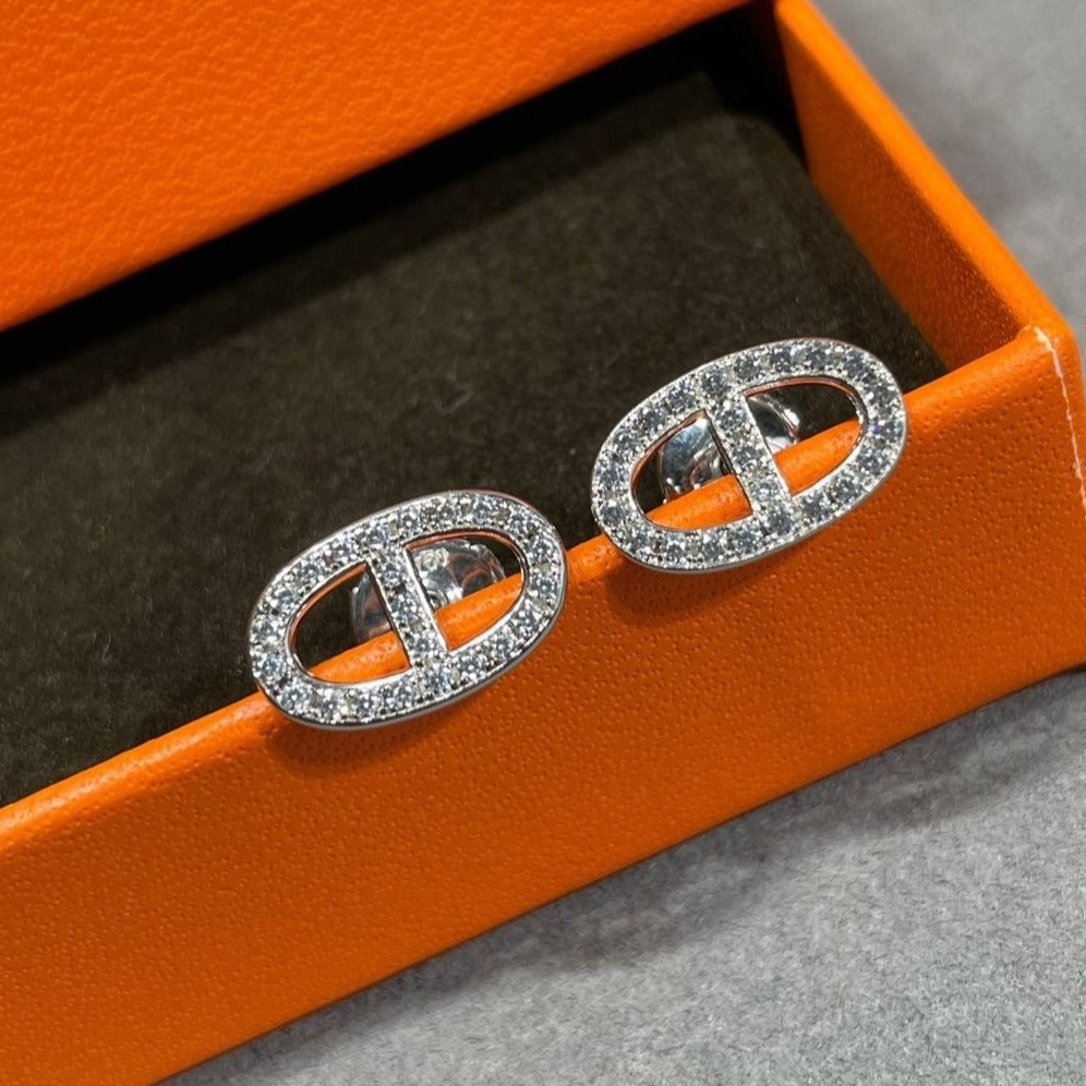 [Pearl Jewelrys]HM FULL DIAMOND PIG NOSE STUD EARRINGS