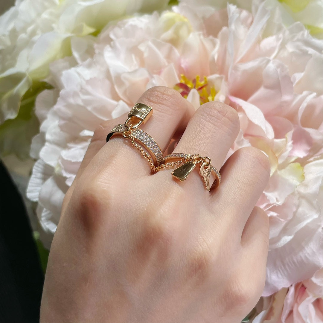 [Pearl Jewelrys]HM KELLY CLOCHETTE DOUBLE RING IN  WITH DIAMONDS