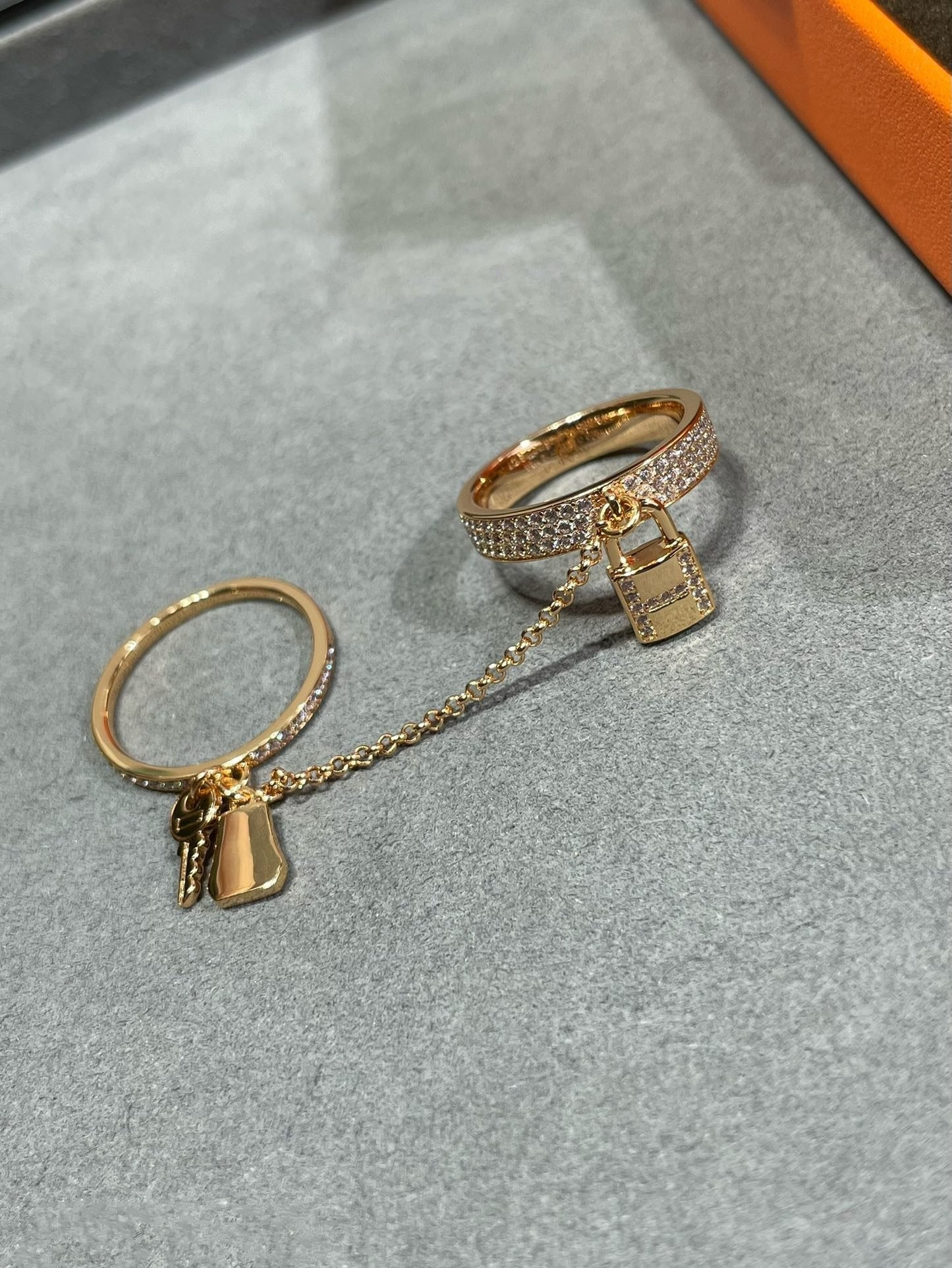 [Pearl Jewelrys]HM KELLY CLOCHETTE DOUBLE RING IN  WITH DIAMONDS