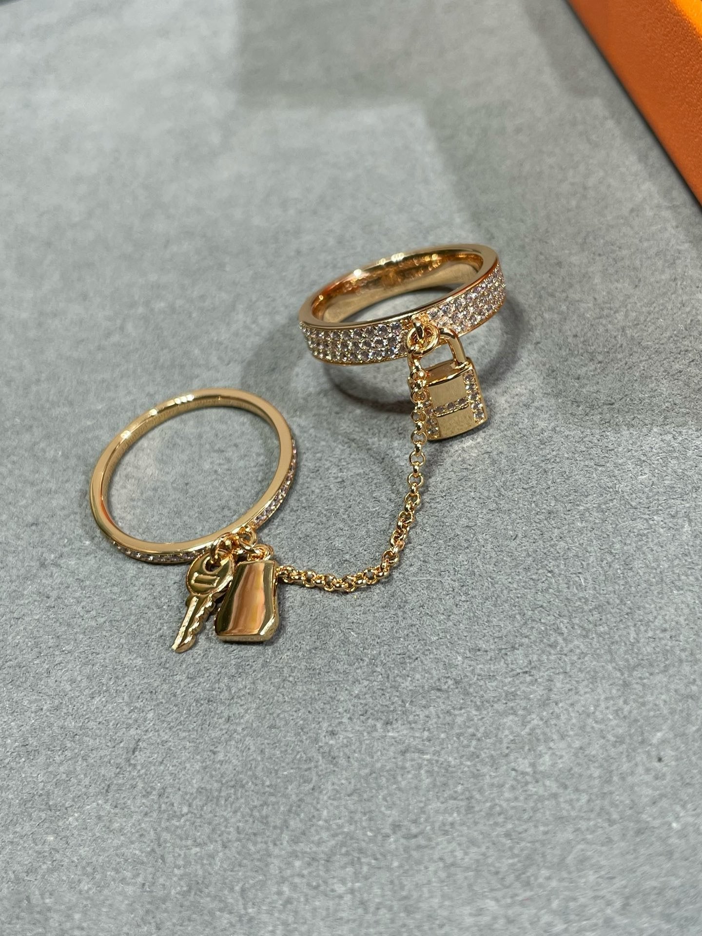 [Pearl Jewelrys]HM KELLY CLOCHETTE DOUBLE RING IN  WITH DIAMONDS
