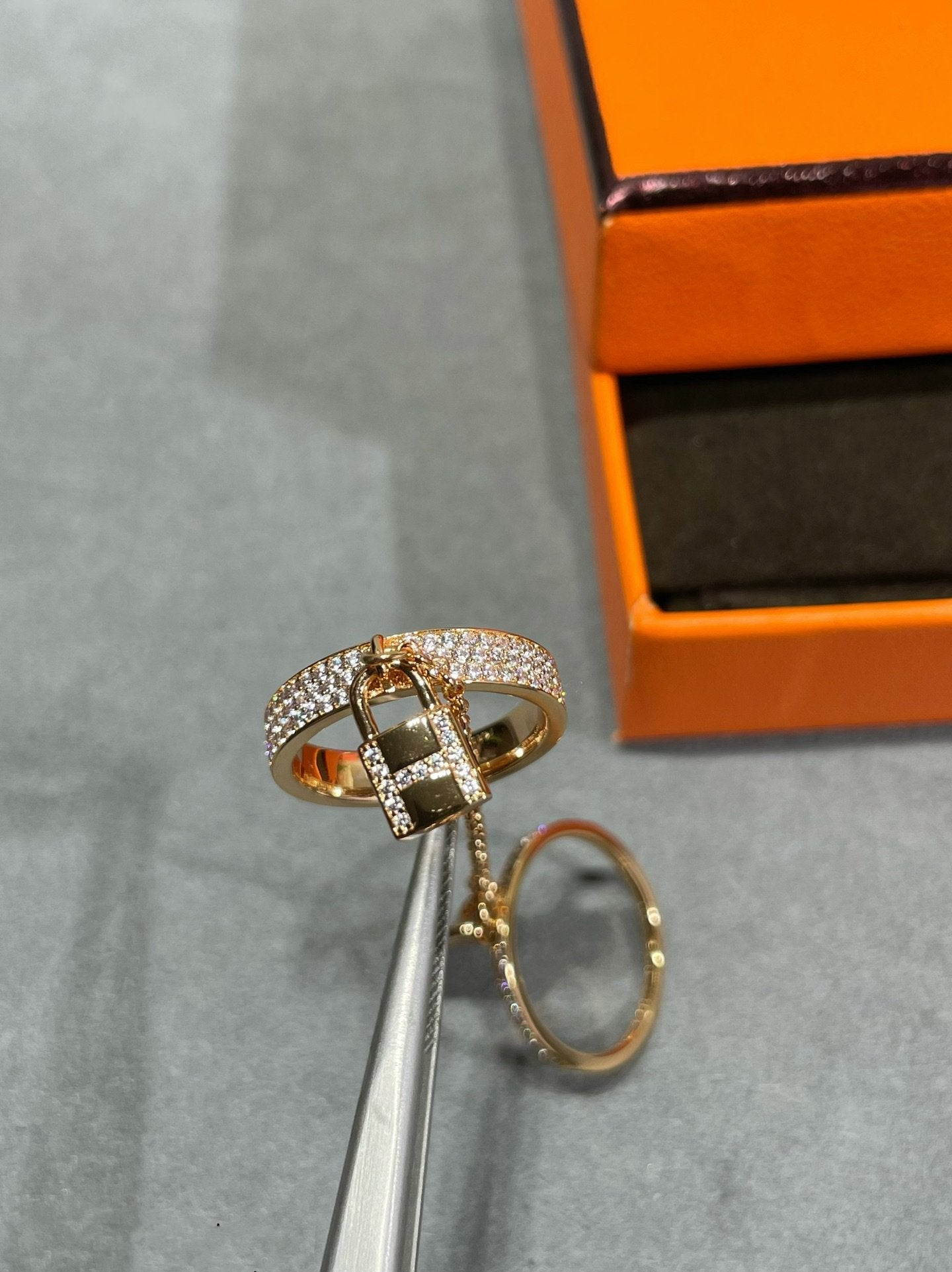 [Pearl Jewelrys]HM KELLY CLOCHETTE DOUBLE RING IN  WITH DIAMONDS