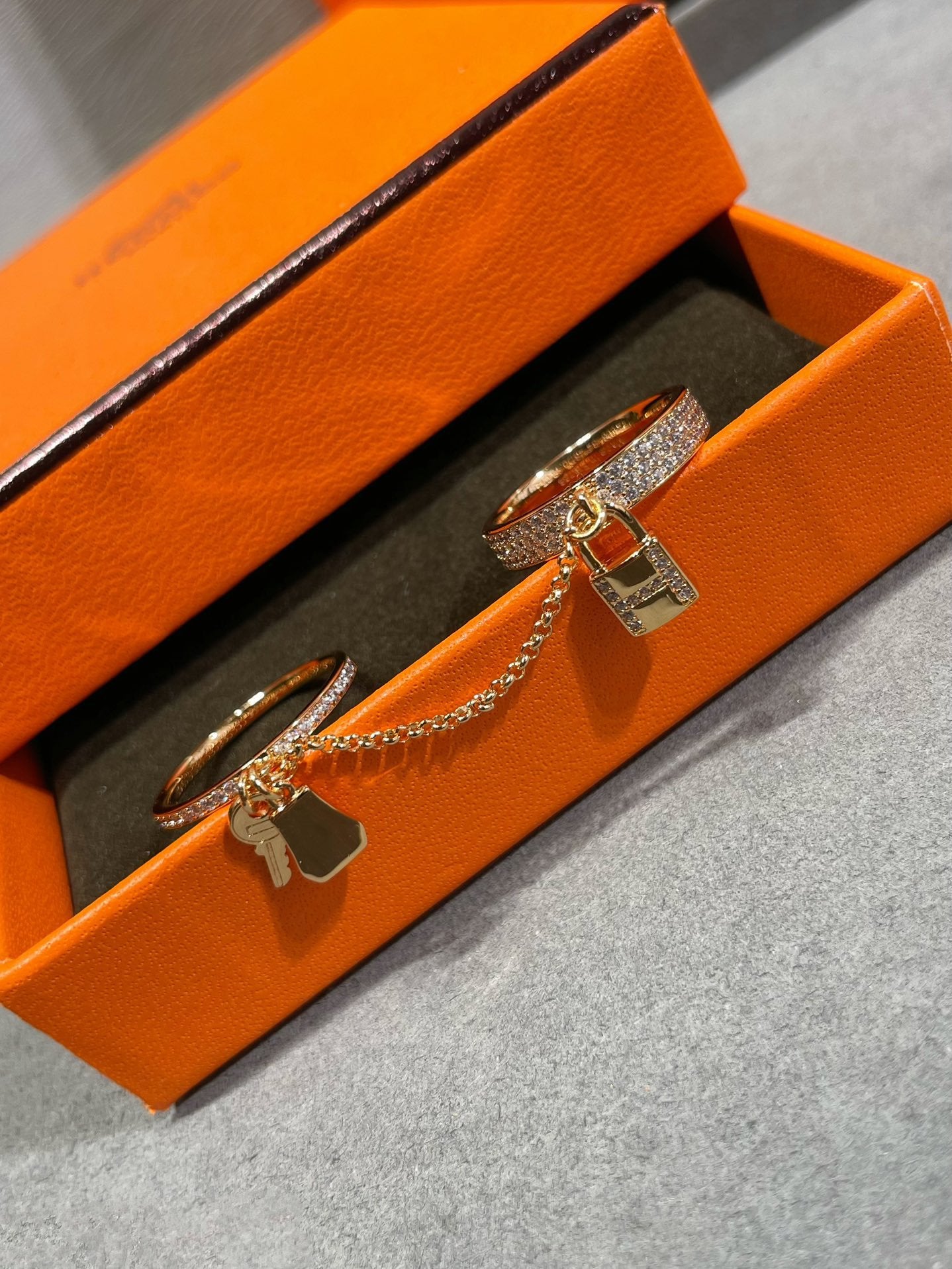 [Pearl Jewelrys]HM KELLY CLOCHETTE DOUBLE RING IN  WITH DIAMONDS