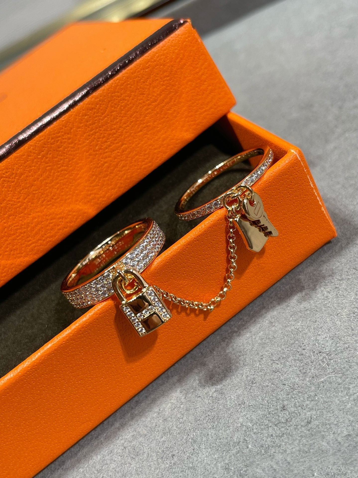 [Pearl Jewelrys]HM KELLY CLOCHETTE DOUBLE RING IN  WITH DIAMONDS