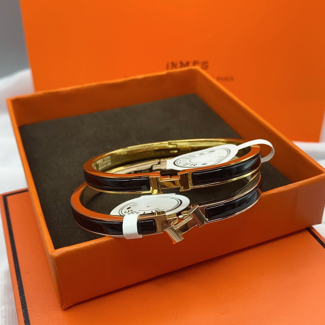 [Pearl Jewelrys]CLASSIC HM CLIC BLACK 8MM ENAMEL BRACELET