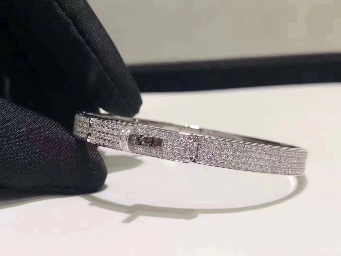 [Pearl Jewelrys]HM KELLY BRACELET IN SILVER AND FULL PAVE DIAMOND