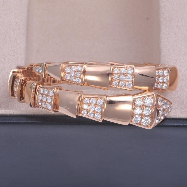 [Pearl Jewelrys]SERPENTI WIDE BRACELET PINK GOLD DIAMOND