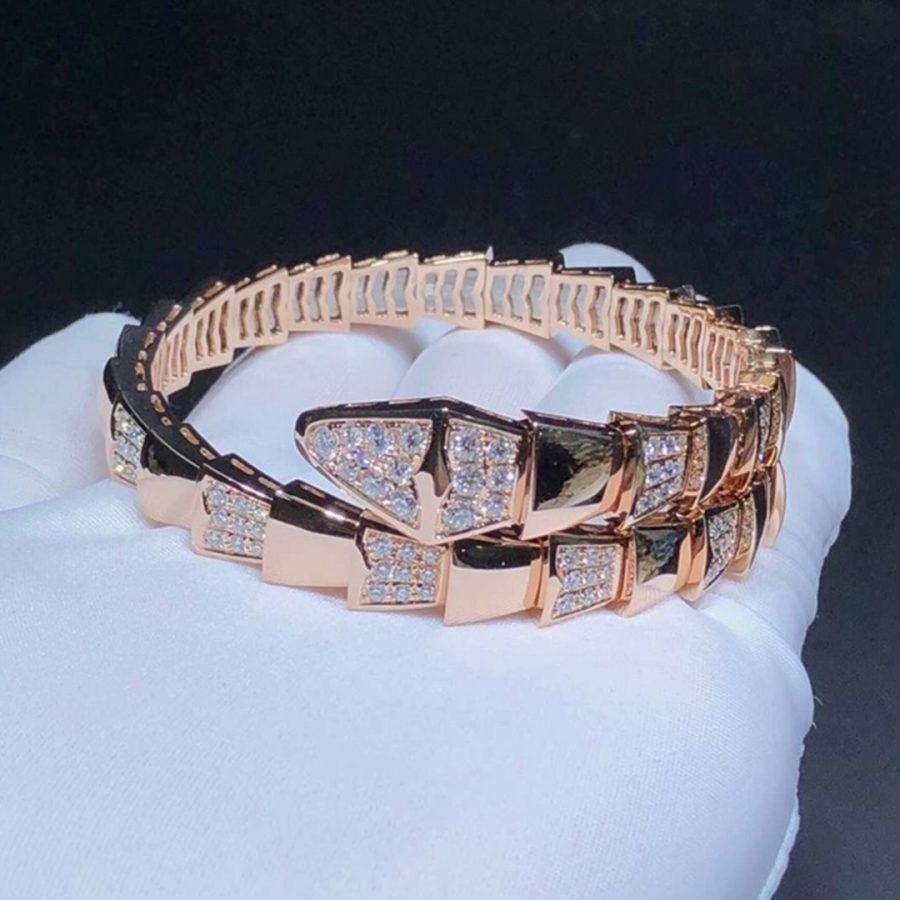 [Pearl Jewelrys]SERPENTI WIDE BRACELET PINK GOLD DIAMOND