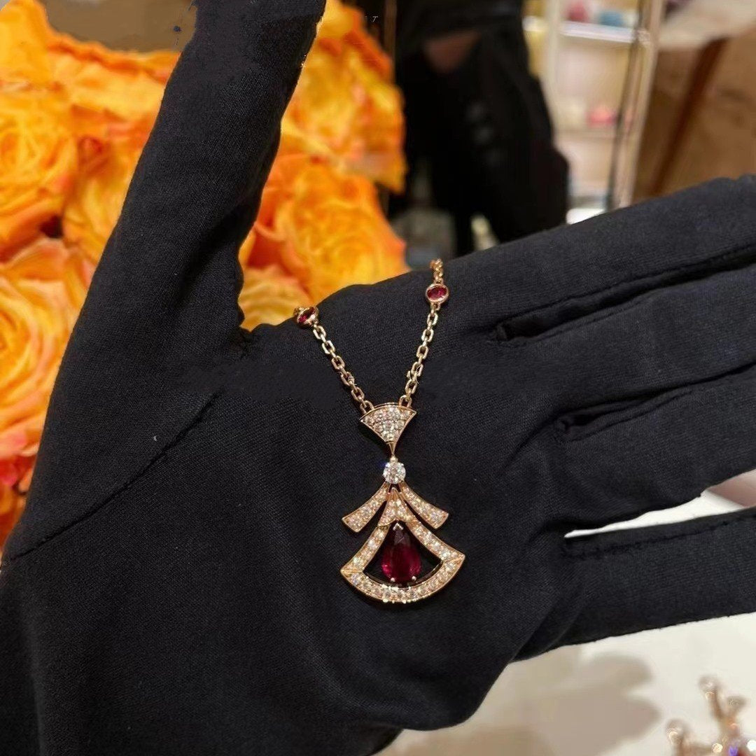 [Pearl Jewelrys]DREAM NECKLACE CARNELIAN DIAMOND PINK GOLD
