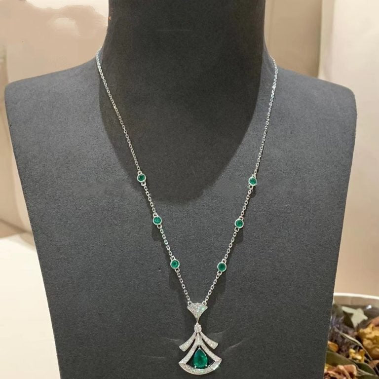 [Pearl Jewelrys]DREAM NECKLACE MALACHITE DIAMOND SILVER