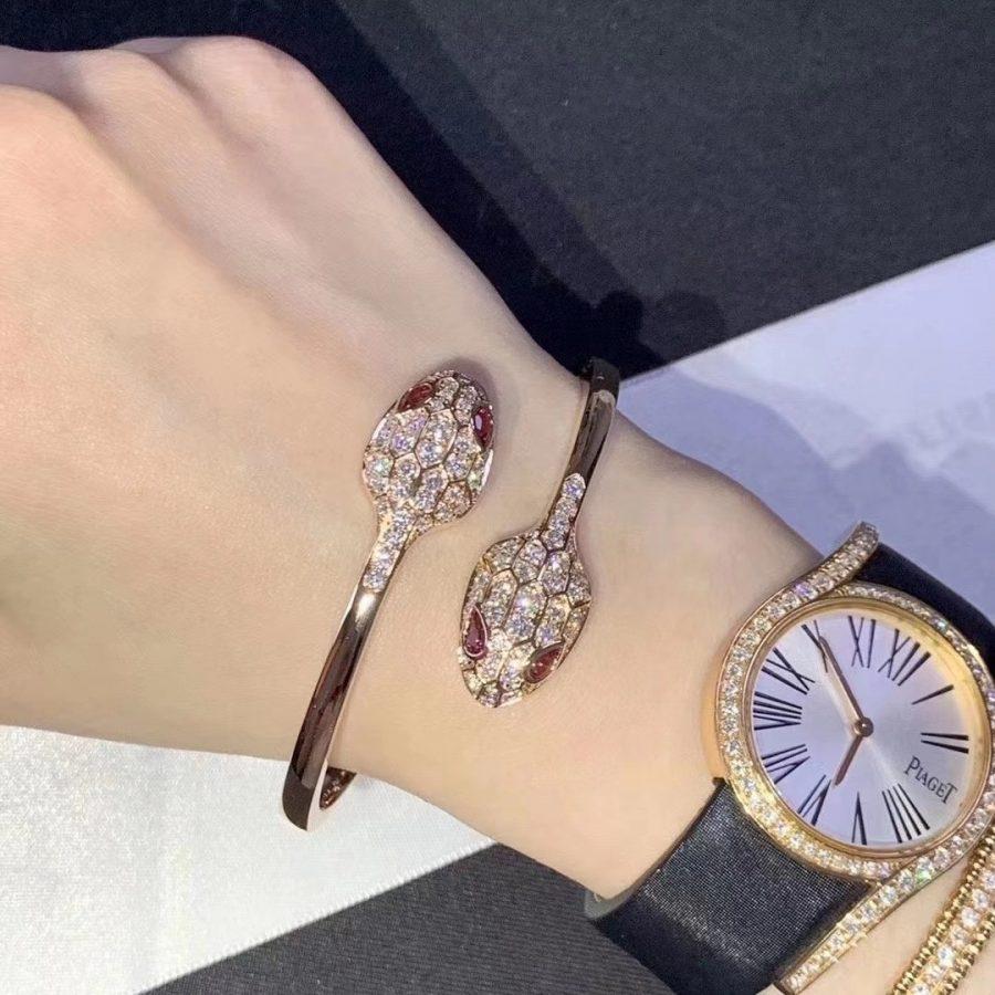 [Pearl Jewelrys]SERPENTI BRACELET PINK GOLD DIAMOND DOUBLE SNAKE