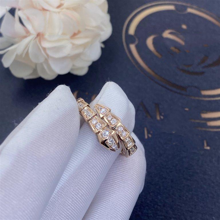 [Pearl Jewelrys]SERPENTI RING PINK GOLD DIAMOND PAVED 4MM
