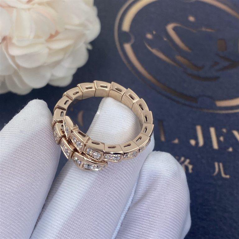 [Pearl Jewelrys]SERPENTI RING PINK GOLD DIAMOND PAVED 4MM