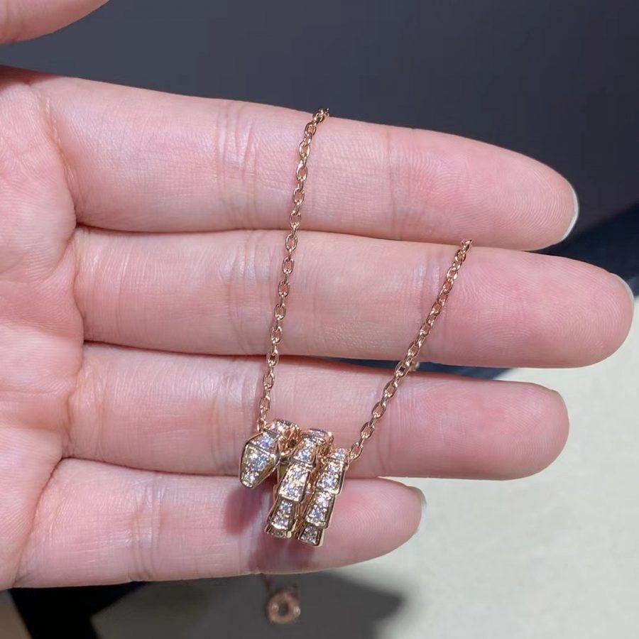 [Pearl Jewelrys]SERPENTI PINK GOLD NECKLACE DOUBLE RING DIAMOND