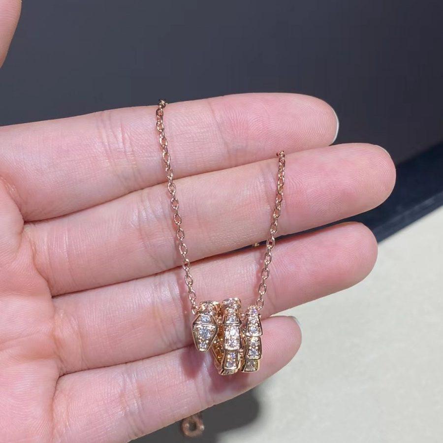 [Pearl Jewelrys]SERPENTI PINK GOLD NECKLACE DOUBLE RING DIAMOND
