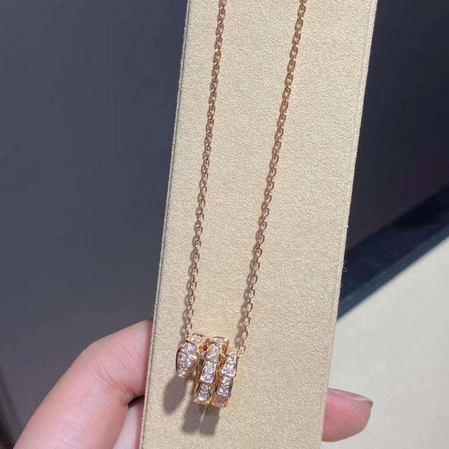 [Pearl Jewelrys]SERPENTI PINK GOLD NECKLACE DOUBLE RING DIAMOND