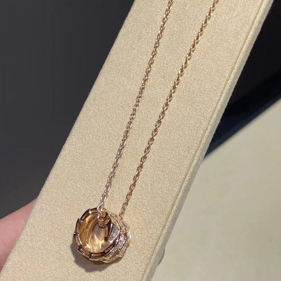 [Pearl Jewelrys]SERPENTI PINK GOLD NECKLACE DOUBLE RING DIAMOND