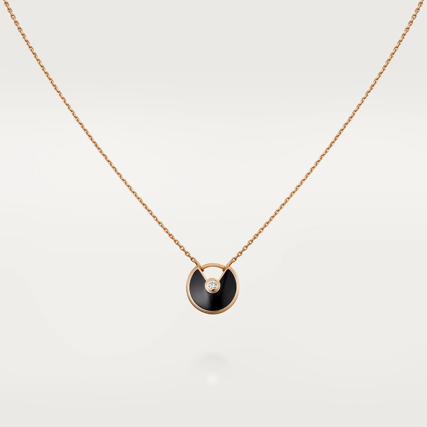[Pearl Jewelrys]AMULETTE ROSE GOLD ONYX NECKLACE