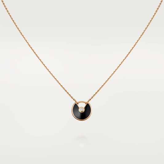 [Pearl Jewelrys]AMULETTE ROSE GOLD ONYX NECKLACE