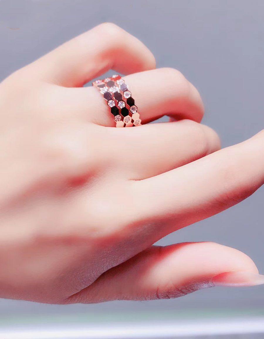 [Pearl Jewelrys]BEE LOVE RING PINK GOLD DIAMOND