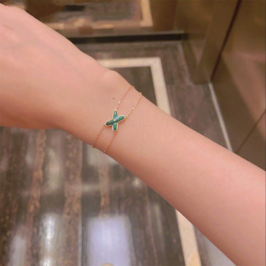 [Pearl Jewelrys]JEUX BRACELET MALACHITE PINK GOLD 1 DIAMOND