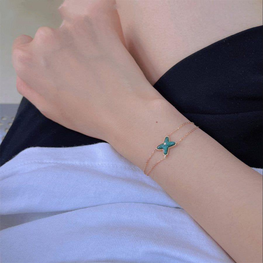 [Pearl Jewelrys]JEUX BRACELET MALACHITE PINK GOLD 1 DIAMOND