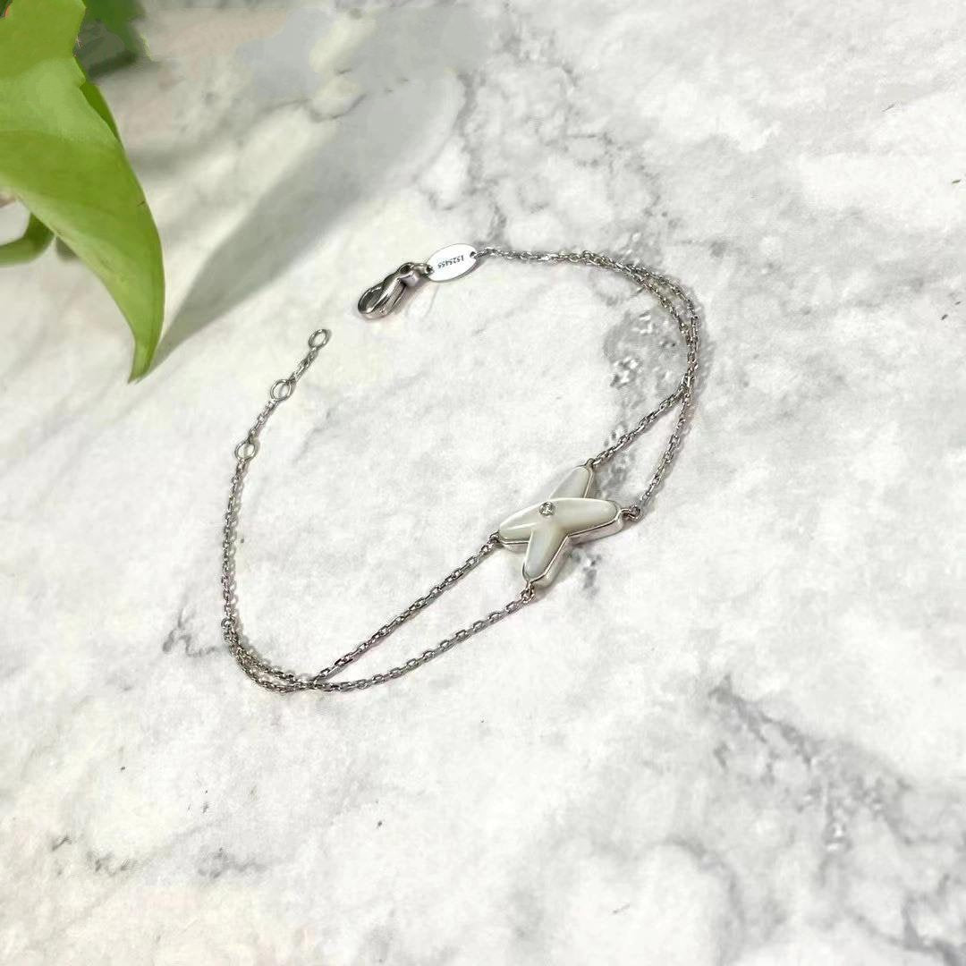 [Pearl Jewelrys]JEUX BRACELET WHITE MOP SILVER 1 DIAMOND