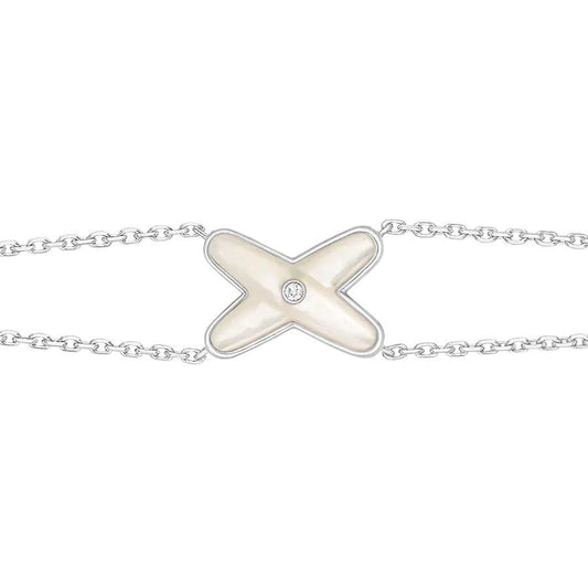 [Pearl Jewelrys]JEUX BRACELET WHITE MOP SILVER 1 DIAMOND