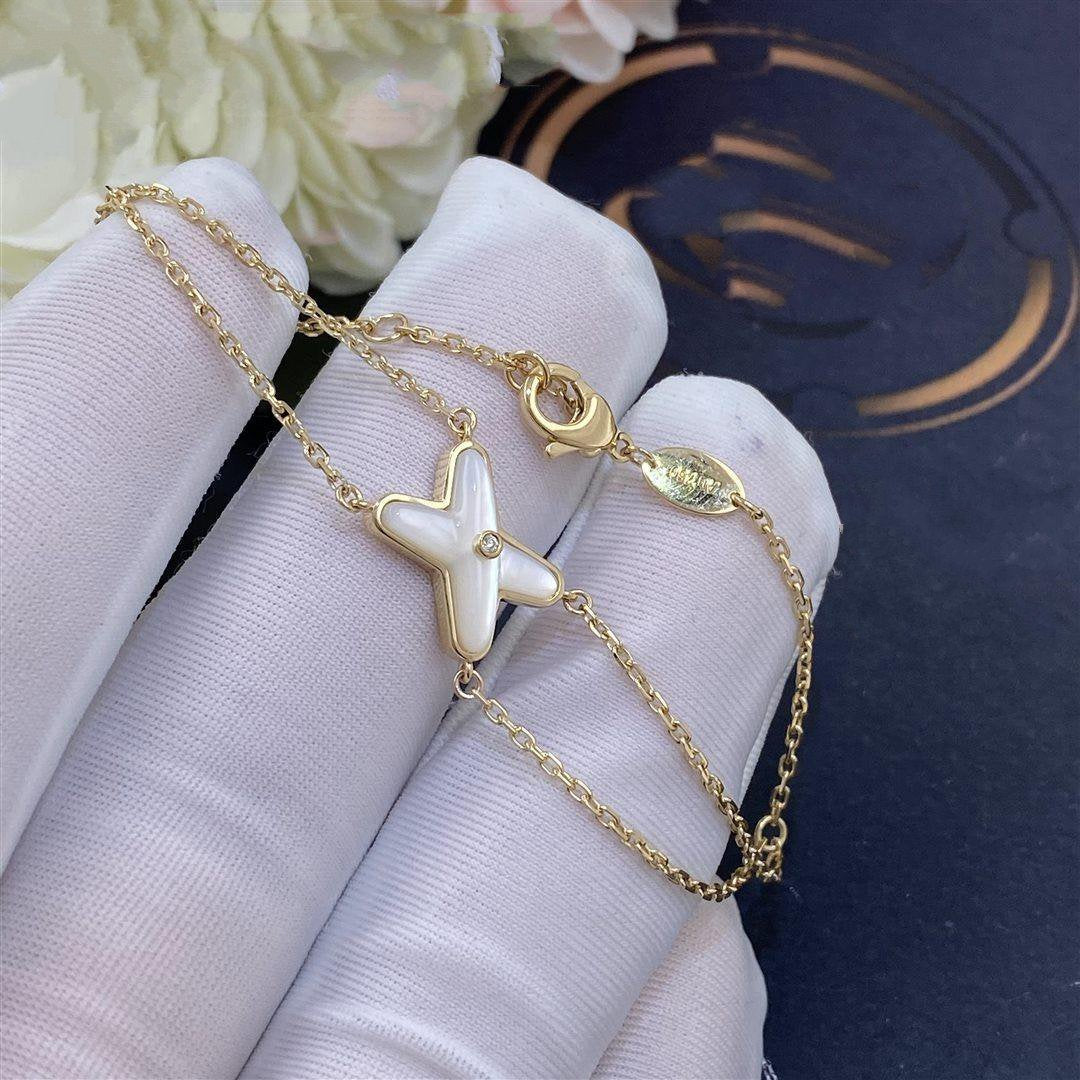 [Pearl Jewelrys]JEUX BRACELET WHITE MOP GOLD 1 DIAMOND