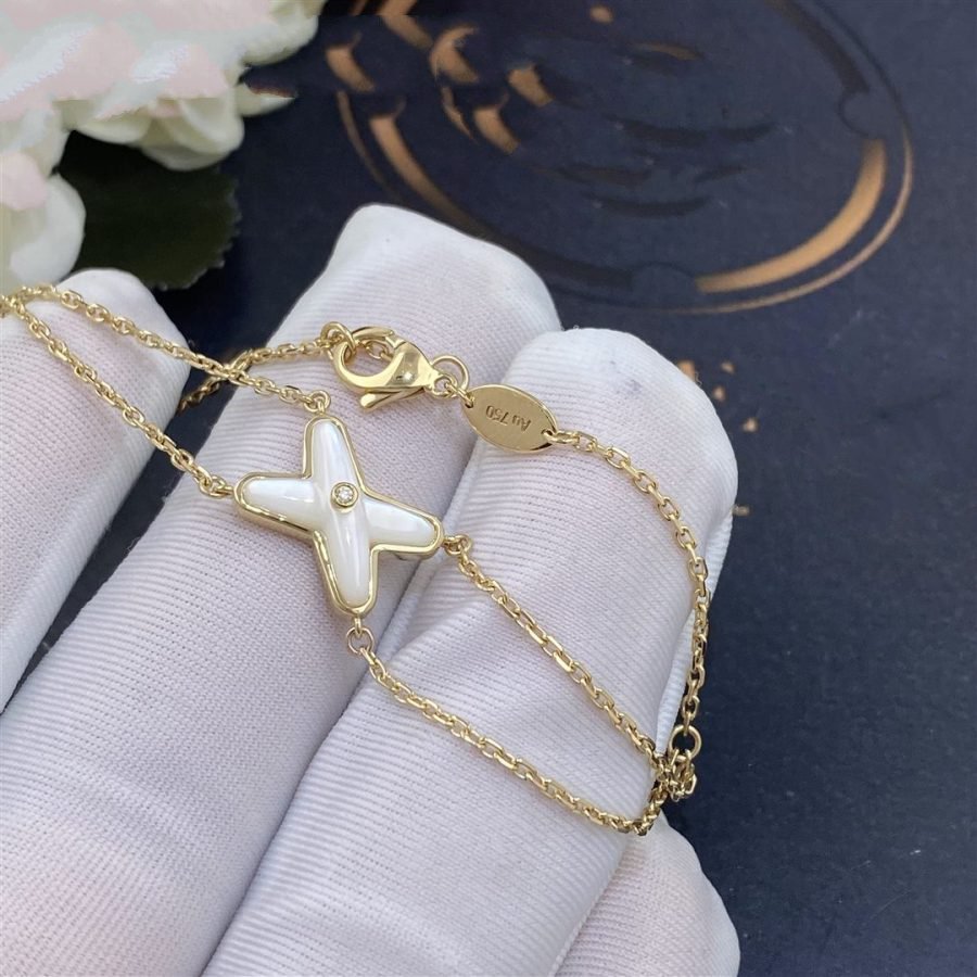 [Pearl Jewelrys]JEUX BRACELET WHITE MOP GOLD 1 DIAMOND