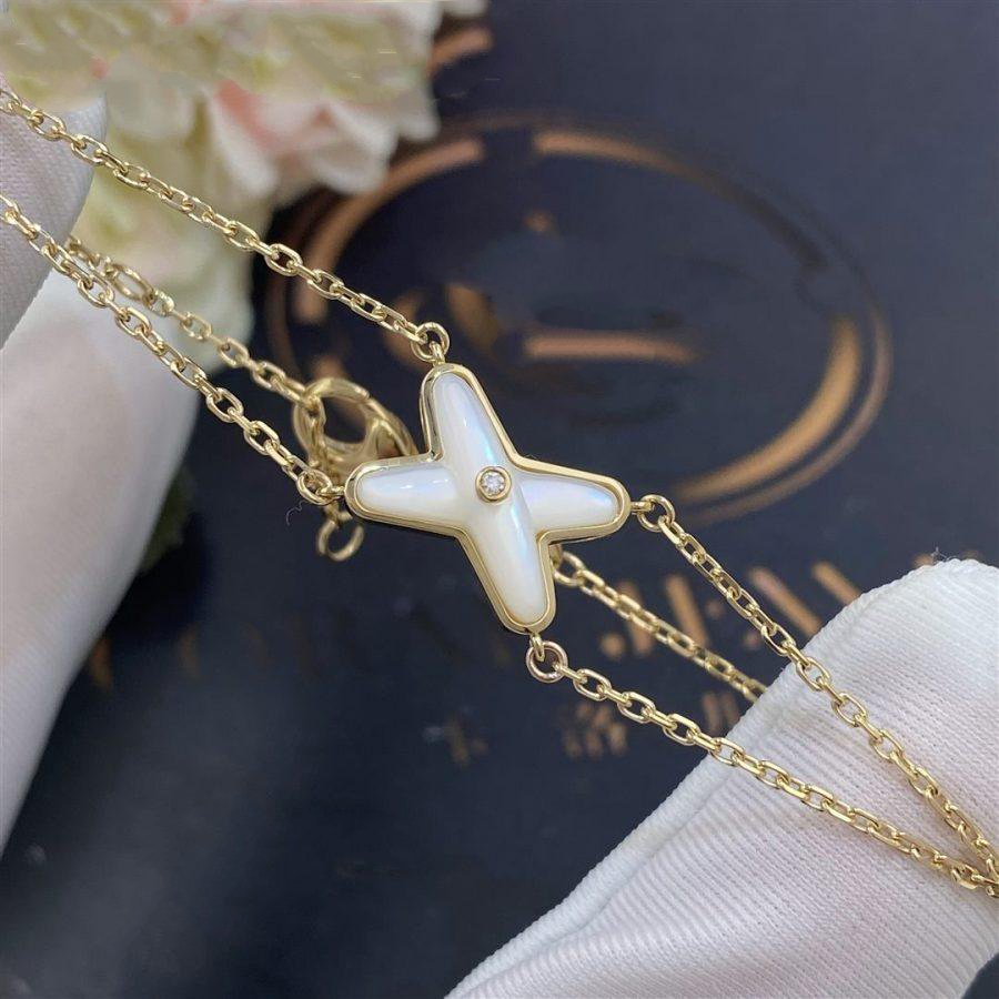 [Pearl Jewelrys]JEUX BRACELET WHITE MOP GOLD 1 DIAMOND