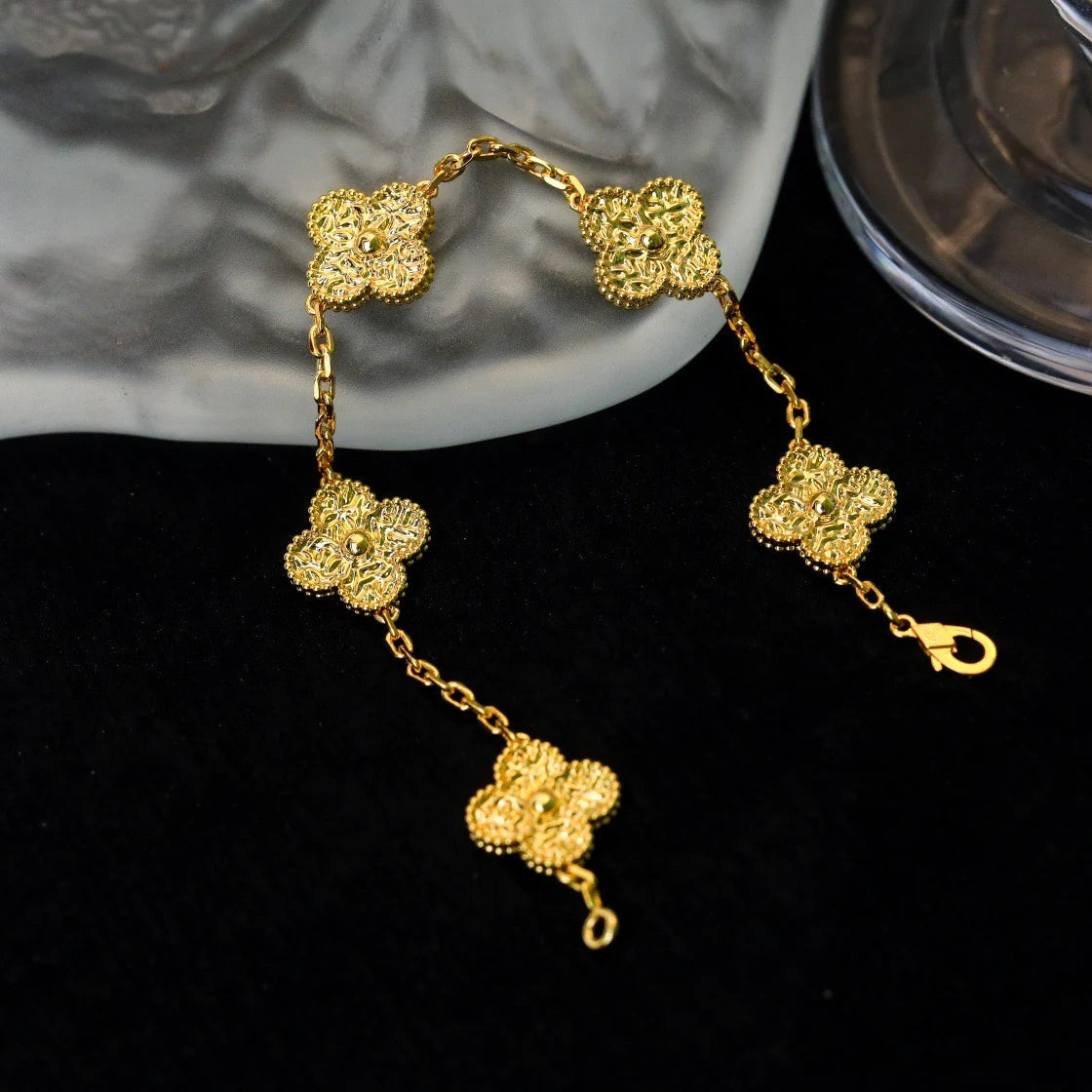 [Pearl Jewelrys]CLOVER 5 MOTIFS BRONZING BRACELET
