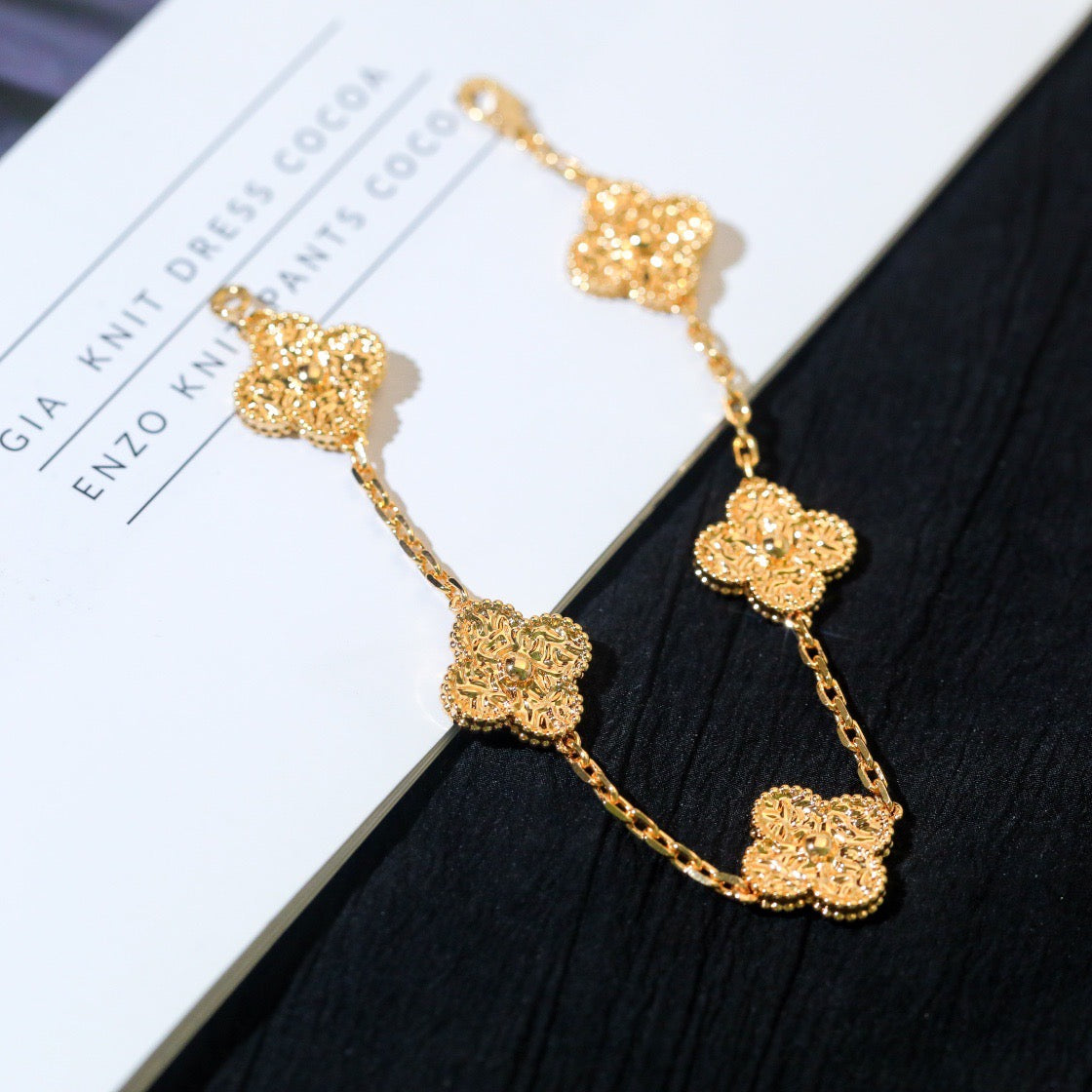 [Pearl Jewelrys]CLOVER 5 MOTIFS BRONZING BRACELET