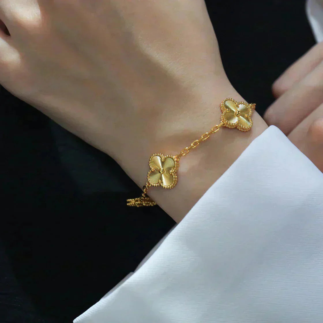 [Pearl Jewelrys]CLOVER 5 FLOWERS LASER BRACELET